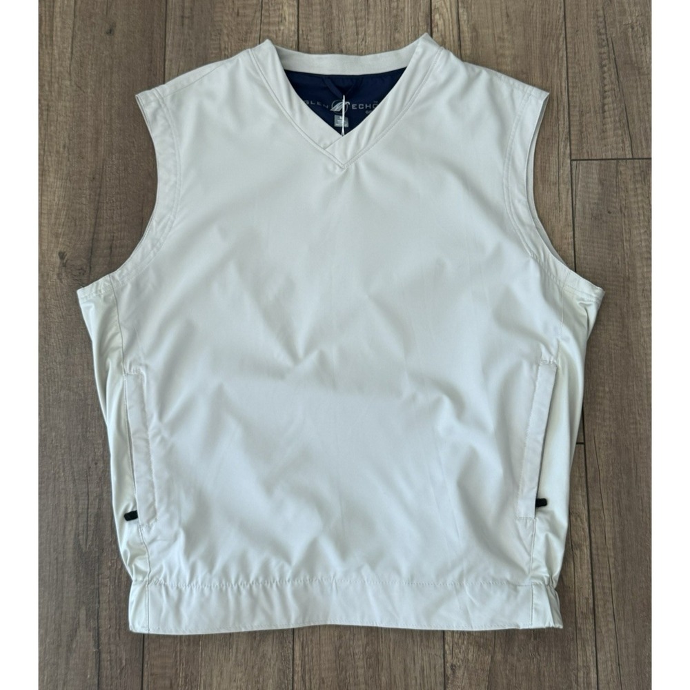 NWT Glen Echo Golf Pullover Vest Cream/Beige Size M Pockets Lined Wind-Resistant